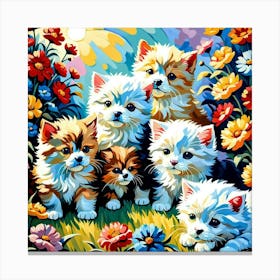 Kittens In The Garden 1 Canvas Print