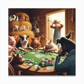 Pigs Playing Poker Canvas Print