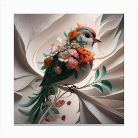 Bird With Flowers Canvas Print