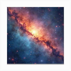 Watercolor Depiction Of Distant, Vibrant Nebulae 1 Canvas Print