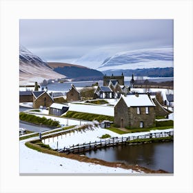 Snowy Village In Scotland Canvas Print