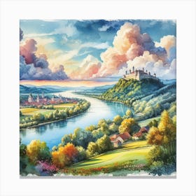 Watercolor Of A Castle Canvas Print