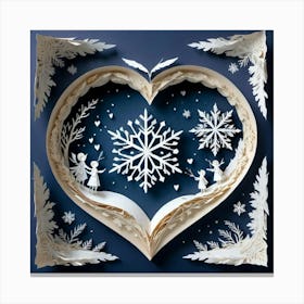 Heart With Snowflakes 1 Canvas Print