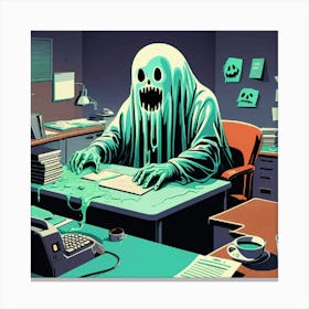 Ghost In The Office 1 Canvas Print