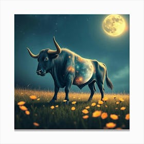 Bull In The Moonlight 18 Canvas Print