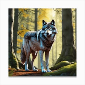 Wolf In The Forest 86 Canvas Print