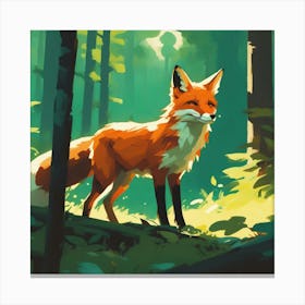 Fox In The Forest 25 Canvas Print