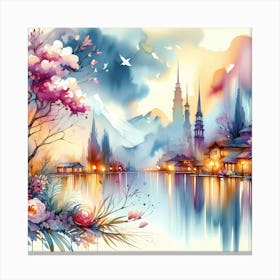 Watercolor Of A City 8 Canvas Print