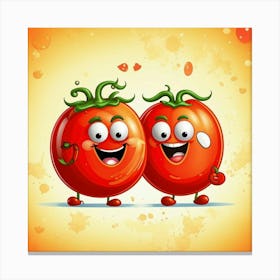 Happy Tomato Couple Canvas Print