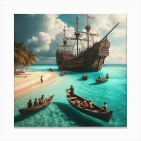 Pirate Ship On The Beach 1 Canvas Print