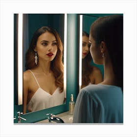 Woman In A Mirror Canvas Print