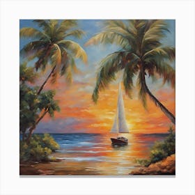 Sunset Sailboat Canvas Print