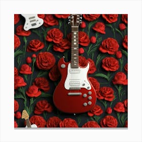 Eletric Guitar with red carnation 2 Canvas Print