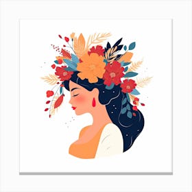 Bloom Body Art Girl Wit Flower Crown  Canvas Print