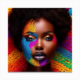 Beautiful African Woman With Colorful Makeup 2 Canvas Print