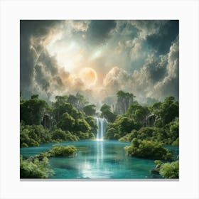 Waterfall In The Forest 85 Canvas Print