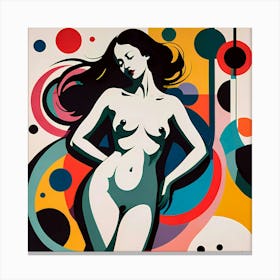 Abstract Nude Woman With Colorful Background Canvas Print