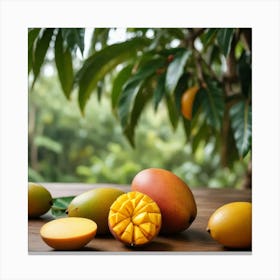 Mango Photo Taken By Sony A7 Iv Background Nicely Blurred Highlight The Main Subject Canvas Print