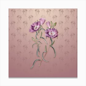 Vintage Purple Evening Primrose Botanical on Dusty Pink Pattern n.0658 Canvas Print