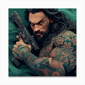 Hunzinator Jason Momoa With Tattoo Canvas Print