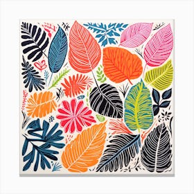 Tropical Leaves On White Canvas Print