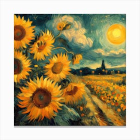 Sunflowers At Night Canvas Print