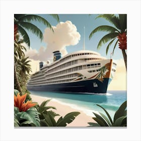 Cruise Ship On The Beach 1 Canvas Print