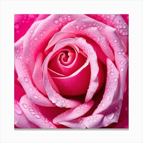 Pink Rose With Water Droplets 6 Canvas Print