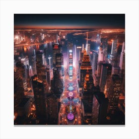 Cityscape At Night Canvas Print