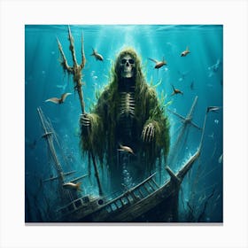 Skeleton In The Water Canvas Print