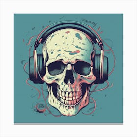 Skull With Headphones Canvas Print