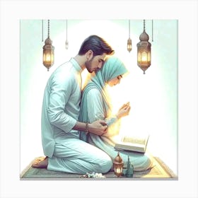 Muslim Couple Praying Canvas Print