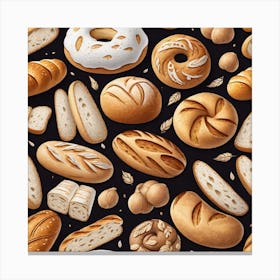 Bread Seamless Pattern 4 Canvas Print