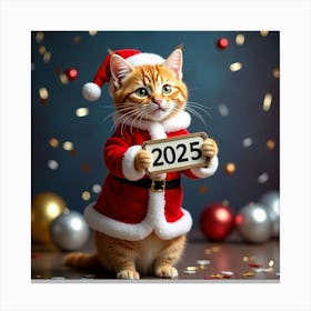 Flux Dev Vibrant Orange Tabby Cat Wearing A Miniature Santa Cl 2 Canvas Print