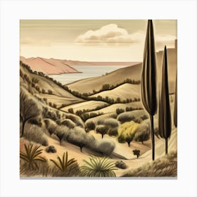 Landscape With Cypress Trees Canvas Print