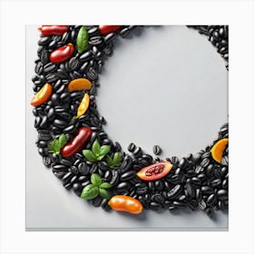 Black Coffee Bean Wreath Canvas Print