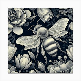 Bees And Flowers 4 Canvas Print