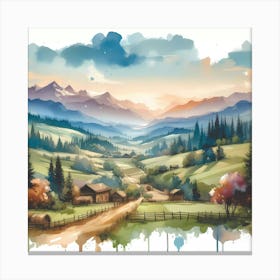 Watercolor Landscape Painting 41 Canvas Print