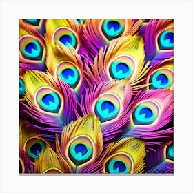 Colorful peacock feathers abstract 1 Canvas Print