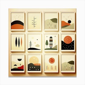 Set Of Modern minimalist art bohemian desert landscape framed prints Canvas Print