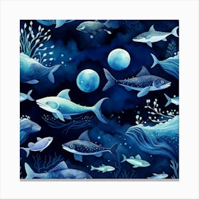 Watercolor Fishes Canvas Print