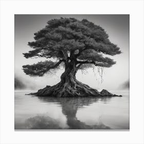 Lone Tree In Water Canvas Print