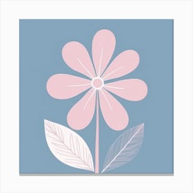 A White And Pink Flower In Minimalist Style Square Composition 134 Canvas Print