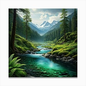 River In The Mountains Canvas Print