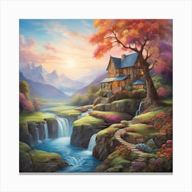 House By The Stream 2 Canvas Print