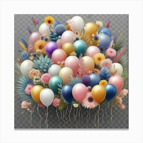 Colorful Balloons On Transparent Background Canvas Print