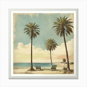 Palm Trees On The Beach Print Canvas Print