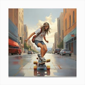 Skateboarder Art Painting 1 Canvas Print