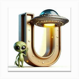 Funny Alpabet - U (UFO) Canvas Print