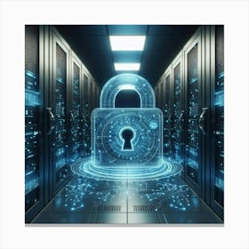 Server Room With A Padlock Canvas Print